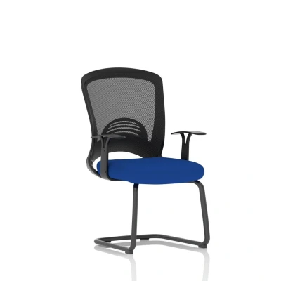 Image of Astro Visitor Fabric Seat Stevia Blue Cantilever Leg Mesh Chair