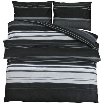 Image of vidaXL Duvet Cover Set Black and White 260x240 cm Cotton