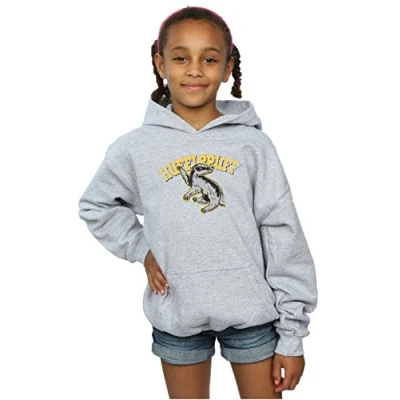 Image of Harry Potter Girls Hufflepuff Sport Emblem Hoodie 9 11 Years Grey