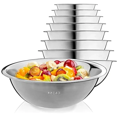 Image of KADAX Stainless Steel Bowl, Large Mixing Round Tableware Fruit Salad Vegetables Container, Serving Container for Home, Snack Bowl