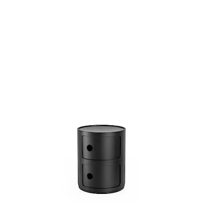 Image of Kartell Componibili Recycled, 2 Element Storage Box, Black Mat