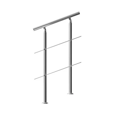 Image of MONZANA® 80 cm Stainless Steel Handrail Bannisters with 2 Cross Members Indoor Or Outdoor Use Adjustable Angle Brushed Transitional Tubular Stair Railings Balustrade Balcony