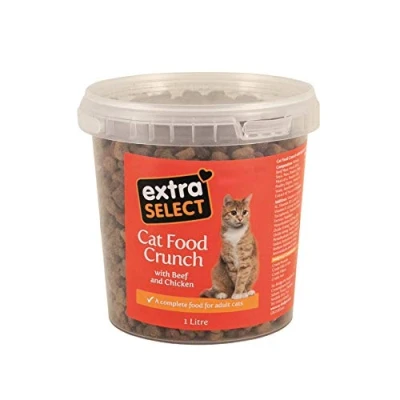 Image of Extra Select Complete Dry Cat Food: Meat Mix Biscuits (Beef, Chicken, &amp; Veg) Nutritionally Balanced Dried Kibble for Adult Senior Cats 1 L Resealable Tub