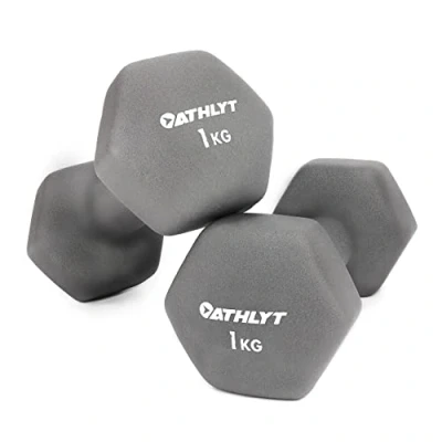 Image of Athlyt Neoprene Dumbbell Weights, 01# 2 x 1 Grey, 1kg