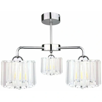 Image of Deco Multi Arm Semi Flush Ceiling Light Silver, 40cm, 3x E27