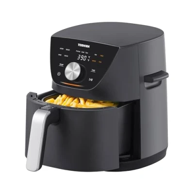 Image of Toshiba 5.2 L Air Fryer with Heat Q Technology, Quick and Easy Meals, 8 Preset Menus Menu IQ Function, 1 Degree Celsius Precision, 90 Percent Less Oil, Double Sided Handles