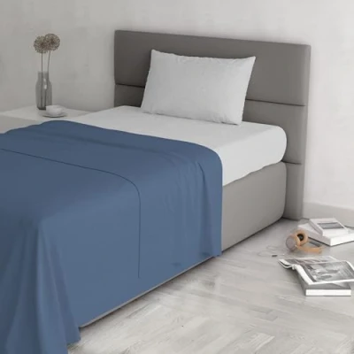 Image of Trend Chic Bedding Set, 100% Cotton, Made in Italy, Single, Avio