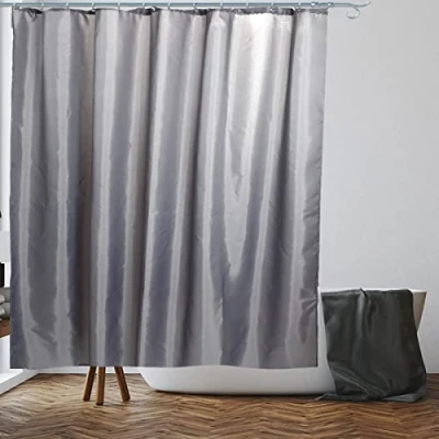 Image of VIROSA Grey Shower Curtain Anti Mould, Mildew Resistant Size 180x180 cm (71 x 71 Inch) Water Repellent Fabric 100% Polyester