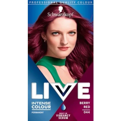 Image of Schwarzkopf LIVE Intense Colour Berry Red Permanent Hair Dye 044, Long Lasting with Built In Vibrancy Serum, for up to 100% Grey Coverage