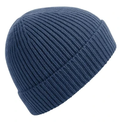 Image of Beechfield Engineered Knit Ribbed Beanie Solid Steel Blue