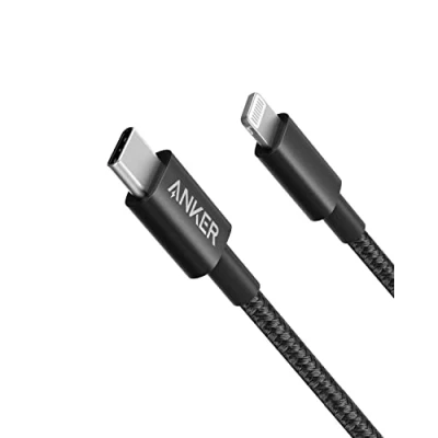 Image of Anker USB C to Lightning Cable New Nylon (6ft, MFi Certified) for iPhone 14/14 Pro/13/13 Pro/12 Pro Max /12/11 /X/XS/XR/ 8 Plus/AirPods Pro, Supports Power Delivery Black)