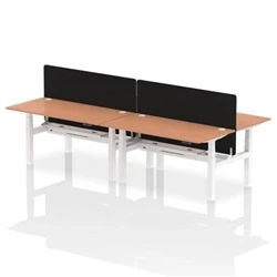 Image of Air B2B 1600x800mm Adjustable 4P Bench Desk CP Beech/White + Screen