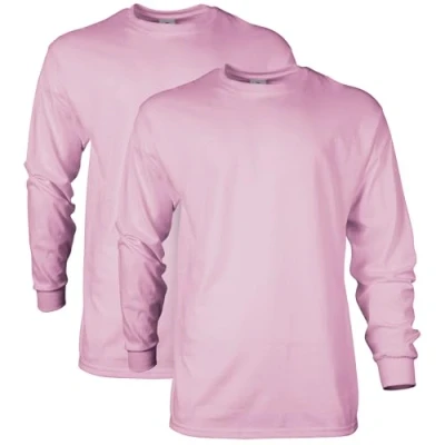 Image of Gildan Unisex&#039;s Ultra Cotton Long Sleeve T Shirt, Style G2400, Multipack, Light Pink (2 Pack), XL (Pack of 2)