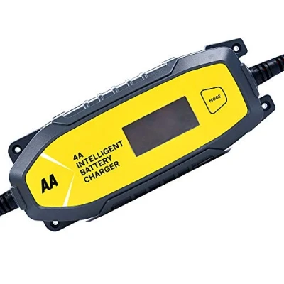 Image of AA AA0725 4A Intelligent Car Battery Charger LCD,8 Stage, Recover Dead Battery,Up To 4.0 DC Current, Memory/Autostart,Fully Protected From Sparks, Overheating, Reverse Polarity,Short Circuits,Black
