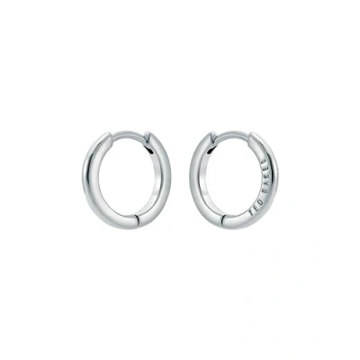 Image of Ted Baker Crisele Logo Hoop Earrings (14mm) For Women (Silver)