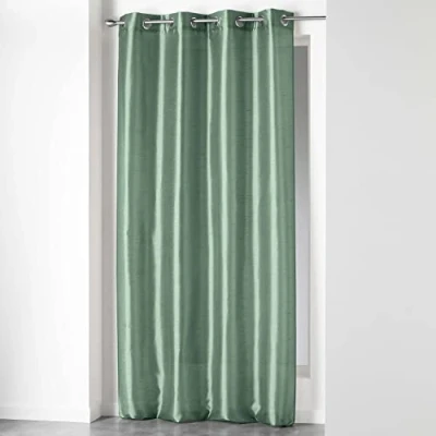 Image of Douceur d&#039;Intérieur, Eyelet Curtain 140 x 240 cm Sage Shantung Uni Shana
