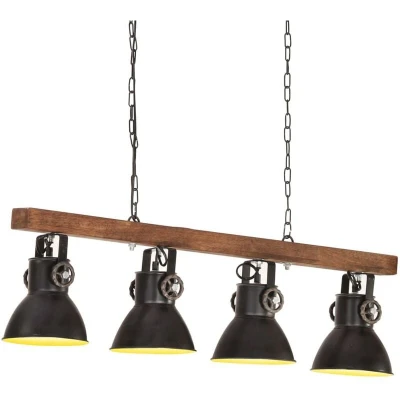 Image of vidaXL Industrial Ceiling Lamp Black E27 Mango Wood