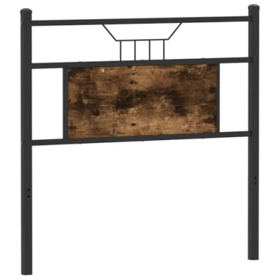 Image of vidaXL Headboard Bed Smoked Oak 80 cm Engineered Wood/Steel Classic Design, Sturdy Metal Legs, Excellent Back Support, Suitable for Bedroom