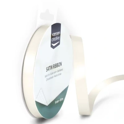 Image of Vaessen Creative Satin Ribbon, Ivory, 9mm x 10m, Elegant Shine for Card Making, Scrapbooks, Gift Wrapping and Other Craft Projects, 301002 2002