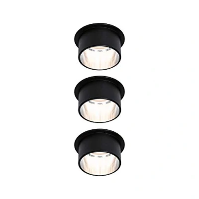 Image of Paulmann 93383 LED Light Gil 3 Step dim Round incl. x 6 Watt Dimmable Brushed Recessed Spotlight Aluminium Spot 2700 K Coin, Matte Black/Iron