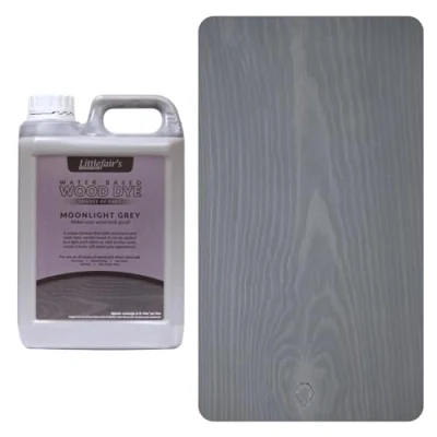 Image of Littlefair&#039;s Wood Stain Water Based 5 LTR Indoor Furniture Light &amp; Dark Finishes Special Non Toxic Eco Friendly Formula for Crafts Colour: Moonlight Grey