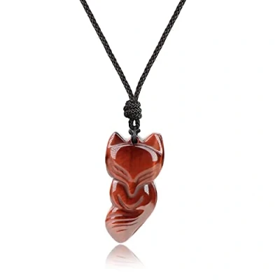 Image of COAI Fox Necklace Red Tiger Eye Stone for Women Men