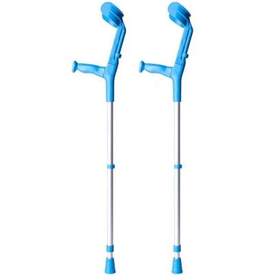 Image of Pack of 2 Crutches, Double Regulation, Aluminium, Blue