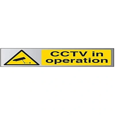 Image of V Safety Warning General CCTV In Operation Sign 300mm x 100mm 3mm Brushed Alu Comp