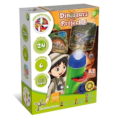 Image of Science4you Dinosaur Torch Projector for Kids 4+ Years Toys includes 24 Images and Poster, Torches Kids, Paleontology Educational Year Olds, 80003300