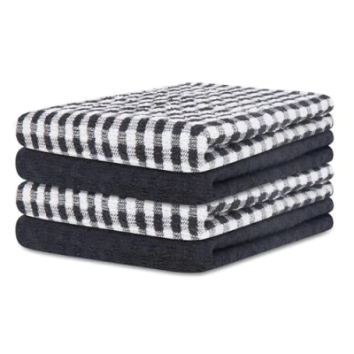 Image of GC GAVENO CAVAILIA 16 Pieces Tea Towels For Kitchen Fast Drying Towel Cloths (46x65 cm) Super Absorbent Dish Towels, Bar Easy Care/Washable Black