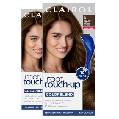 Image of Clairol Nice &#039;n Easy Root Touch Up 5 Kit (Pack of 2), Matches Medium Brown Shades Hair Coloring, Includes Precision Brush Applicator Tool