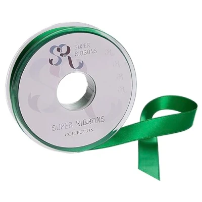 Image of SR SUPER RIBBONS®™ Full Reel 25mm Double Faced Satin Ribbon, 20 Metres on Green