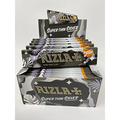 Image of Rizla King Size Camouflage Rolling Paper Full Box Of 50 Booklets (Silver)