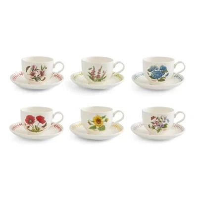 Image of Portmeirion Botanic Garden Meadow Set of 6 Teacups &amp; Saucers