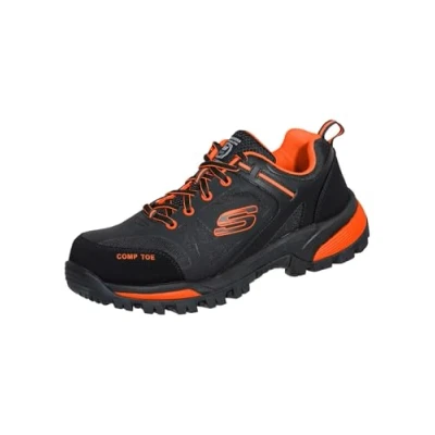 Image of Skechers Men&#039;s Galton Pending Construction Boot, Black/Orange, 9.5 UK