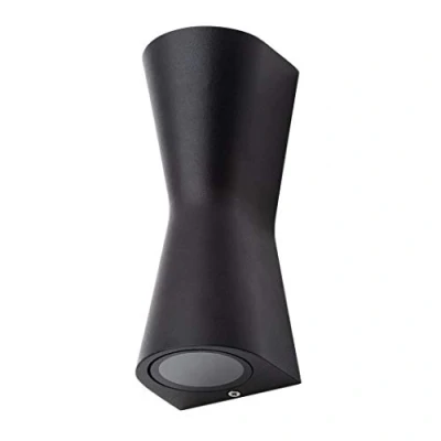 Image of LITECRAFT Keila Outdoor Hourglass Modern Style LED Up and Down Wall Light Garden Lighting (Black)