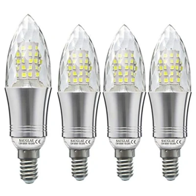 Image of SAUGLAE E14 LED Candle Bulbs 12W, 100W Incandescent Equivalent, 6000K Daylight White, 1200Lm, Small Edison Screw Light Bulbs, 4 Pack
