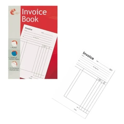 Image of 151 Chiltern Wove Full Size Invoice Receipt Book A5 1 80 Duplicate Sets with Carbon Paper Sheet
