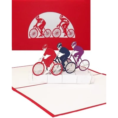 Image of Pop Up Card Cycling Bicycle Tour Birthday Voucher Invitation Bike &amp; Race