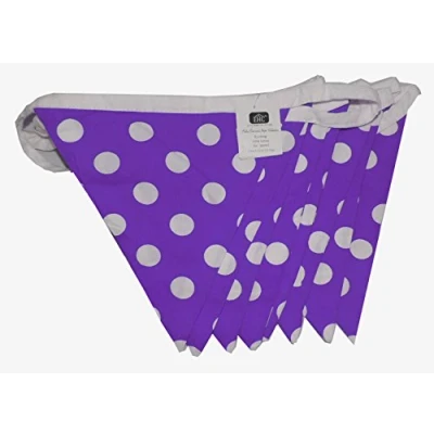 Image of Ehc 100% Cotton Reversible Polka Dot Bunting for Decoration,Party 10 Flags 5 Metres