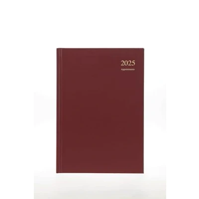 Image of Collins Essential 2025 Business Diary A4 Day to a Page with Appointments Planner Leathergrain Hardback Cover Maroon ESSA41A.78 25