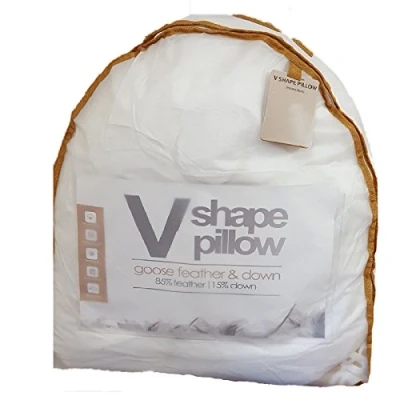 Image of Amber Linen V Shape Duck/Goose Feather &amp; Down Neck Support Pillow Orthopaedic Pregnancy (Goose Pillow)