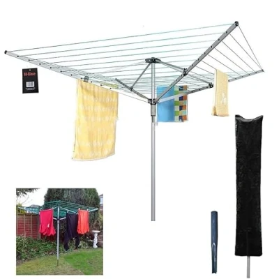 Image of H Line 4 Arm 50M Rotary Airer Outdoor Garden Laundry Clothes Washing Dryer Folding