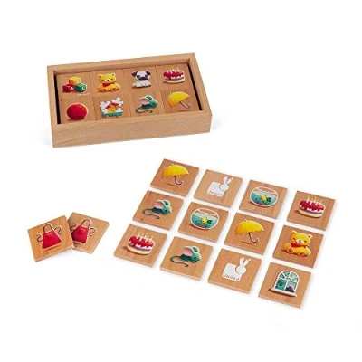Image of Janod From 2 Years Memo 1st Words FSC Wooden Game 40 Pieces Memory and Association to 6 Players Memorize Assimilate J02703