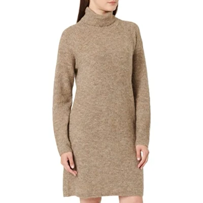 Image of PIECES Women&#039;s Pcellen Ls High Neck Knit Dress Noos Bc, Fossil, XL