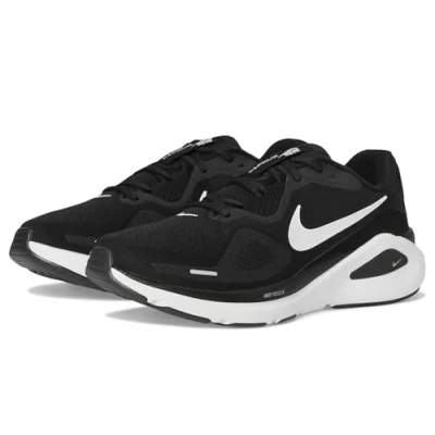 Image of Nike Performance Structure 26 Road running shoes, Men&#039;s, Size: 6.5, Black/white/wolf grey/metallic silver shoes