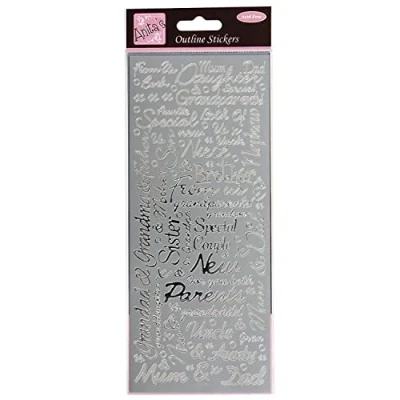 Image of Anitas Outline Stickers, Couples, Silver, For Scrapbooking, Card Making, Kids Play, Homework, Art, Craft, Embelish, Decorative, Paper, Card, Glass, Metal, Plastic, Foam