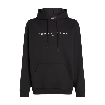 Image of Tommy Jeans Linear LOGO Hoodie Sweatshirt, Men&#039;s, Size: 34, Black