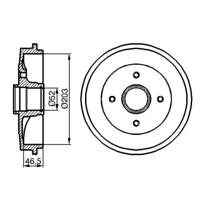 Image of 424741, 424745, 424747 Brake Drum BOSCH 0 986 477 124 without wheel bearing 247mm Rear Axle PEUGEOT: 106 II Hatchback, 206 Hatchback