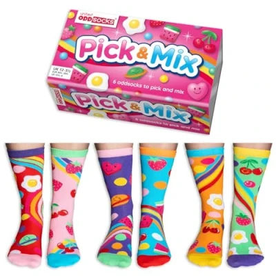 Image of United Oddsocks Pick &amp; Mix Box 6 For Girls UK 12 5.5 EUR 30.5 38.5